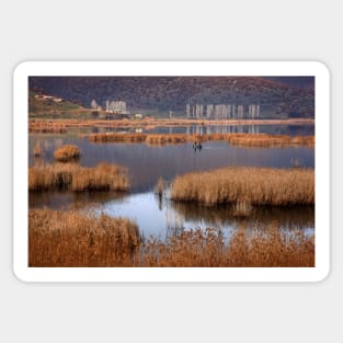 Fishermen in Chimaditis lake - Florina Sticker